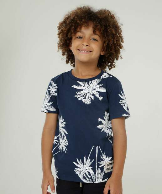 Camiseta Infantil Manga Curta Coqueiros MR Tam 4 a 10