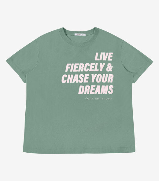 T-Shirt Feminina E Estampa Meia Malha Secret Glam Verde