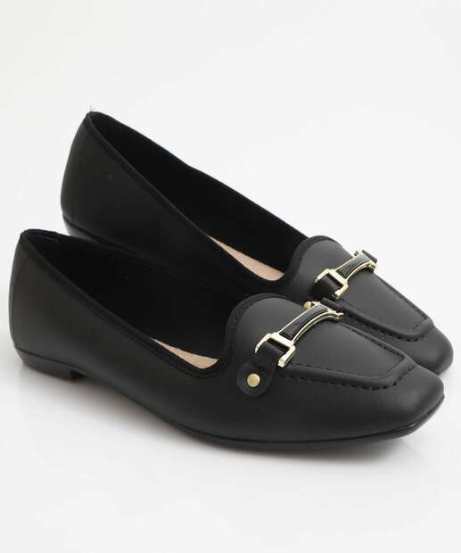 Sapatilha Feminina Bico Quadrado Moleca Preto