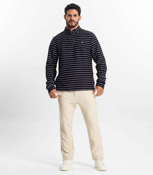 Blusão Masculino Moletinho Listrado Diametro Azul