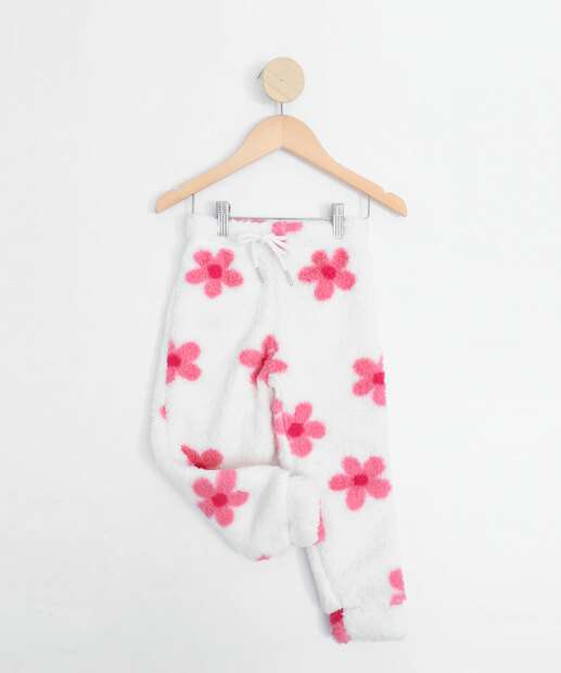 Calça Infantil Sherpa Estampa Floral Marisa Tam 1 a 4