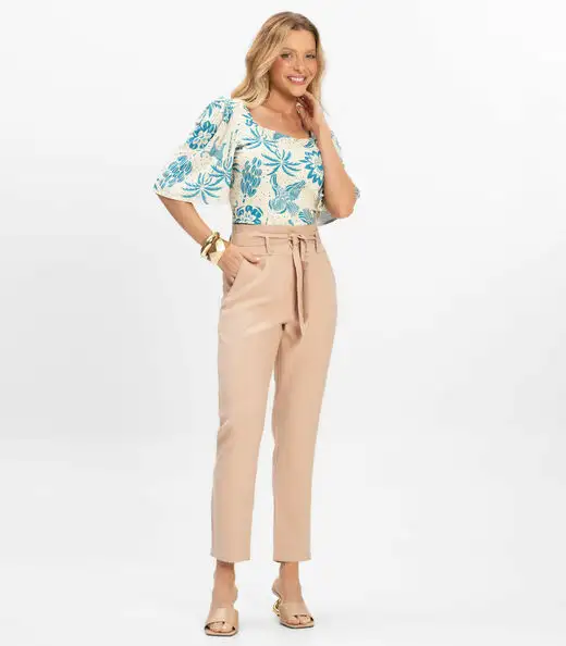 Blusa Feminina Cropped Canelado Rovitex Azul