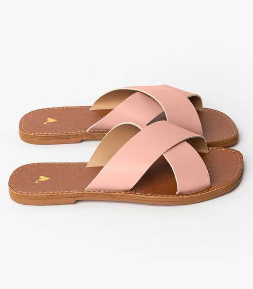 Sandália Rasteirinha Com Tiras Largas Select Rosa