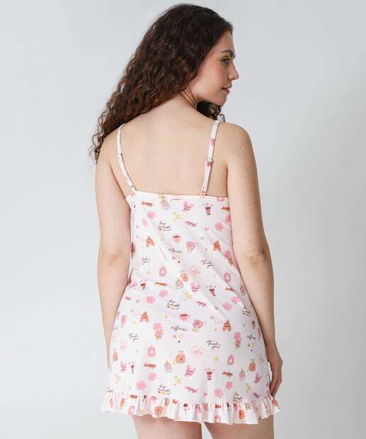 Camisola Estampa Café Babado Marisa Rosa