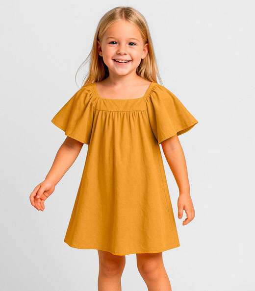 Image_Vestido Infantil em Viscose Infinita Cor Amarelo