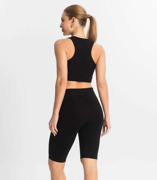 Bermuda Ciclista Feminina em Cotton Pesado Select Preto