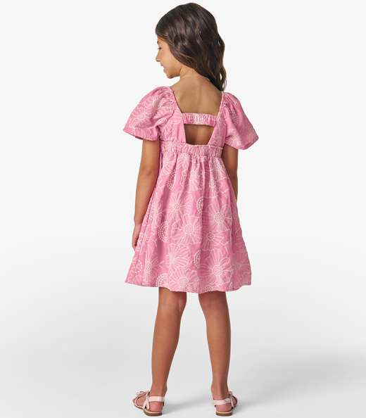 Vestido Infantil em Algodão Flor Trick Nick Rosa