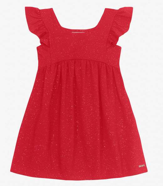 Vestido Infantil em Cotton Glitter Trick Nick Vermelho