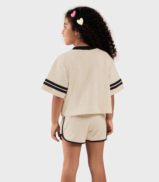 Conjunto Infantil Blusa Com Shorts Rovi Kids Bege