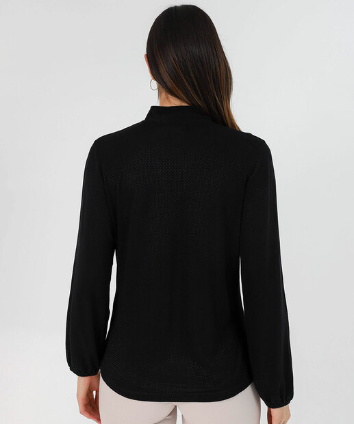 Blusa Feminina Amarração Manga Longa Marisa Preto