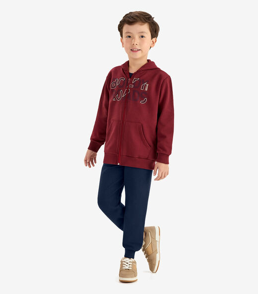 Conjunto Jaqueta Capuz e Calça Moletom Rovi Kids Vermelho