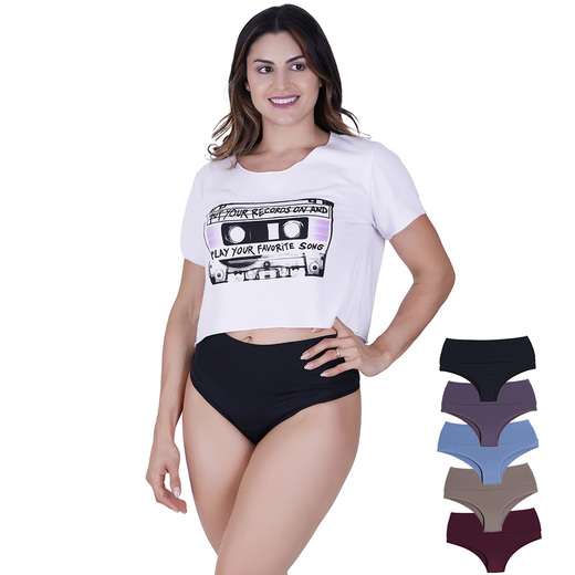 Image_Kit 5 Calcinhas Cós Duplo Microfibra Multicolorido