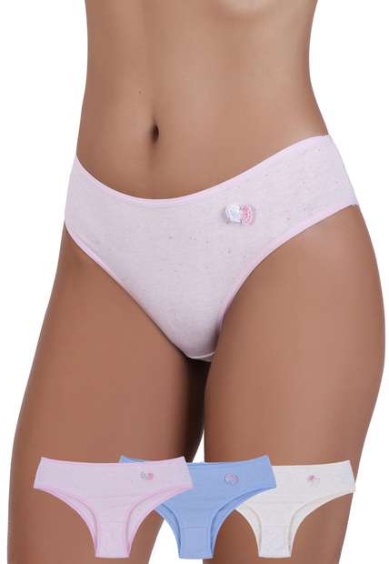 Image_Kit 3 Calcinhas Crochê Algodão Concept Lingerie Multicolorido