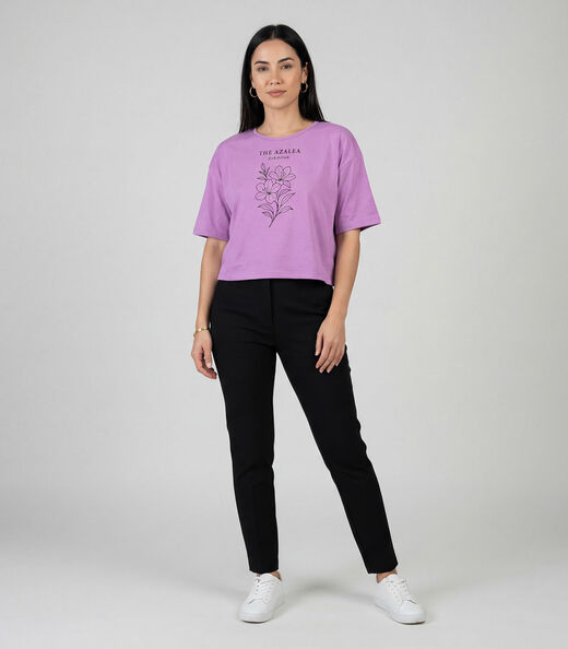 Blusa Feminina Com Estampa Localizada Infinita Cor Roxo