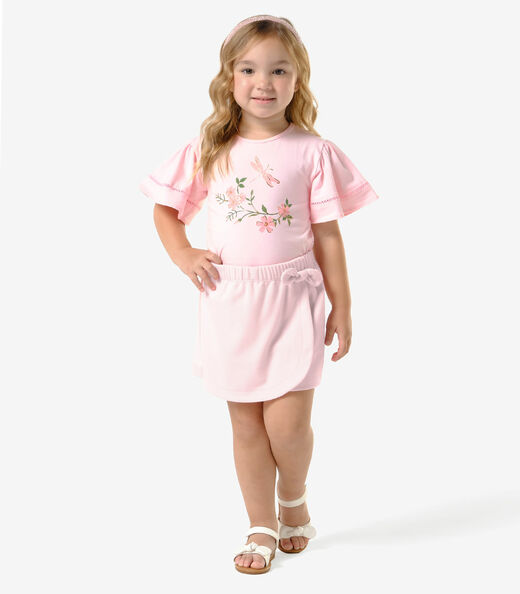 Shorts Saia Infantil Piquet Trick Nick Rosa