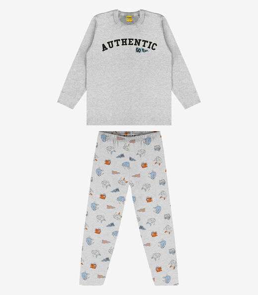 Pijama meia malha Rovi Kids Cinza