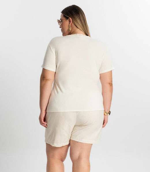 Blusa Feminina Plus Size Secret Glam Bege