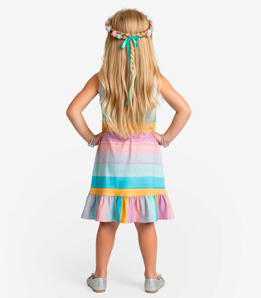 Vestido Infantil em Meia Malha Penteada Select Azul