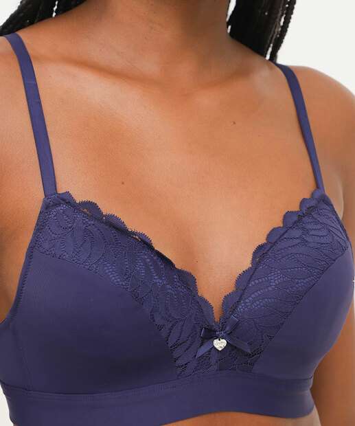 Sutiã Triângulo Com Bojo Laço Marisa Azul