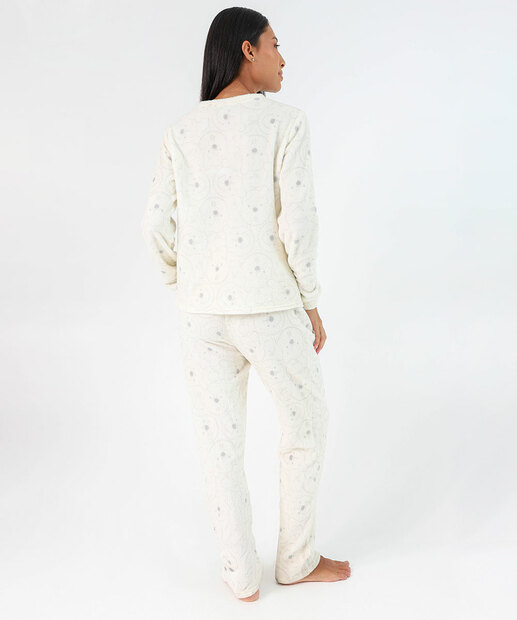 Pijama Feminino Plush Ursinho Pooh Disney Off White