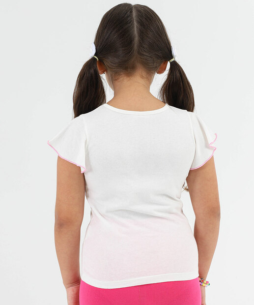 Blusa Infantil Estampa Stitch e Angel Tam 4 a 10 Off White