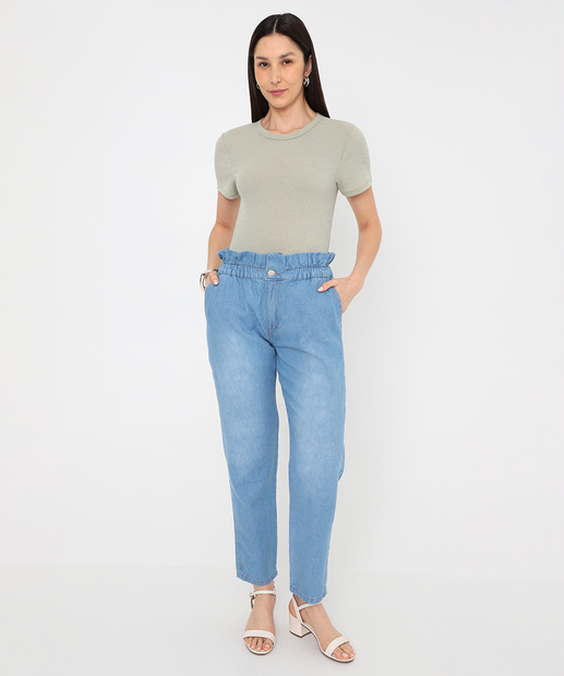 Blusa Feminina Canelada Manga Curta Marisa Verde