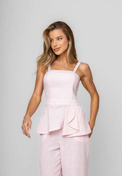 Regata Listrada Com Babado Rosa Salvatore