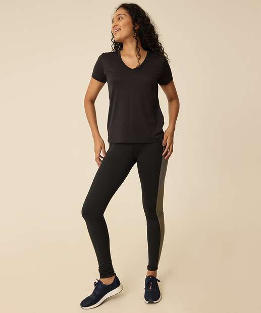 Calça Feminina Legging Fitness Recorte Marisa
