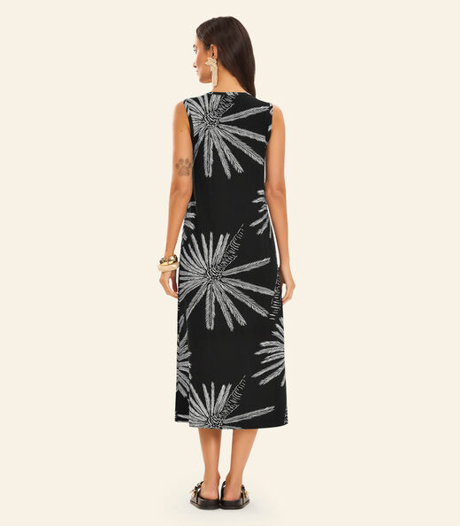 Vestido Midi Feminino Viscotorcion Rovitex Preto