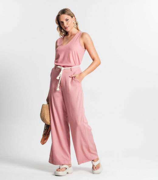 Calça De Linho Premium Feminina Endless Rosa