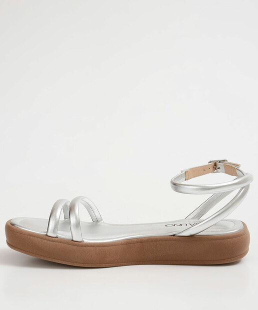 Sandália Flatform Feminina Metalizada Via Uno
