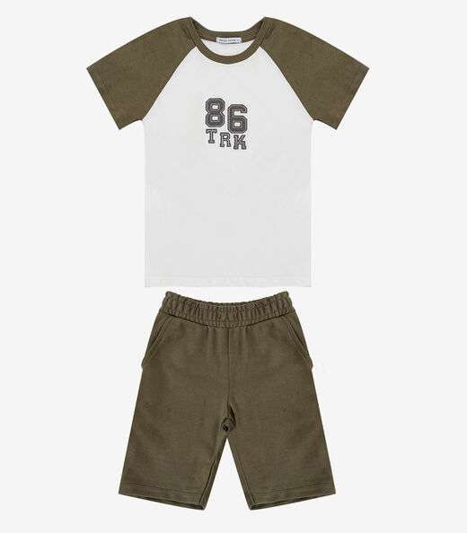 Conjunto Infantil Camiseta com Bermuda Trick Nick Verde