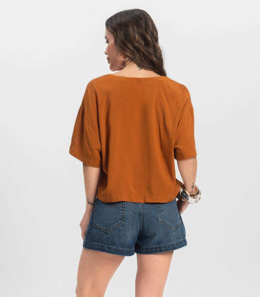 Blusa Feminina Tecido em Viscose Infinita Cor Marrom
