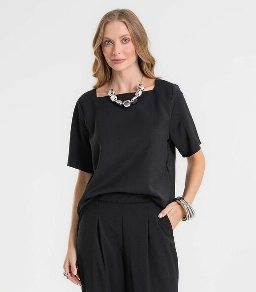 Image_Blusa Feminina Decote Quadrado Em Tecido Rovitex Preto