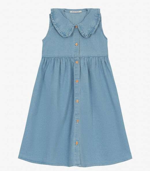 Vestido Infantil em Light Denim Trick Nick Azul