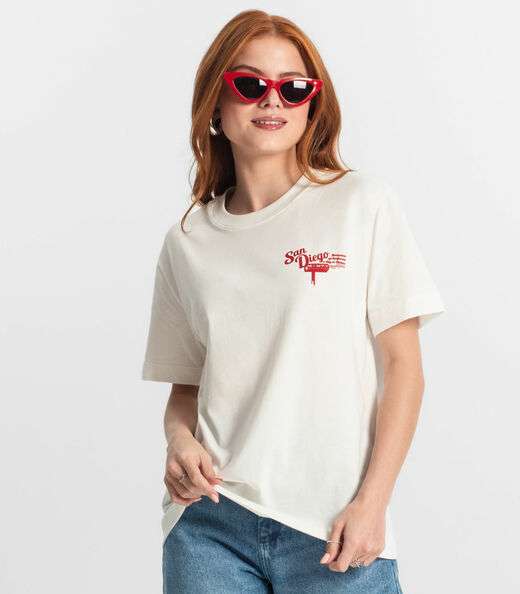 T-Shirt Juvenil Feminina Minty Bege
