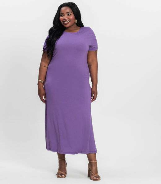 Vestido Feminino Midi Plus Size Infinita Cor Roxo