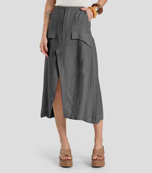 Saia Midi Feminina Dianna Cinza