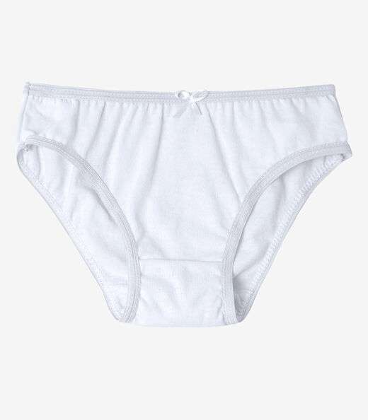 Kit 3 Calcinhas Infantil Lisas Em Algodão Select Branco