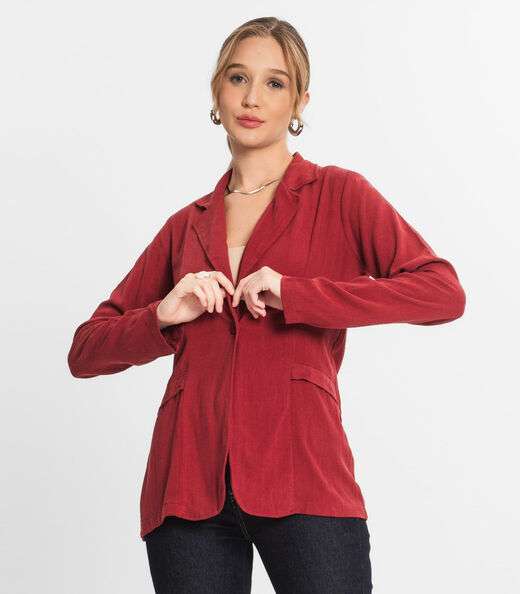 Blazer Feminino Em Linho Strong Endless Vermelho