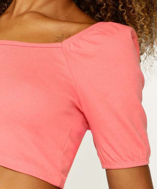 Blusa Cropped Feminina Manga Curta Marisa