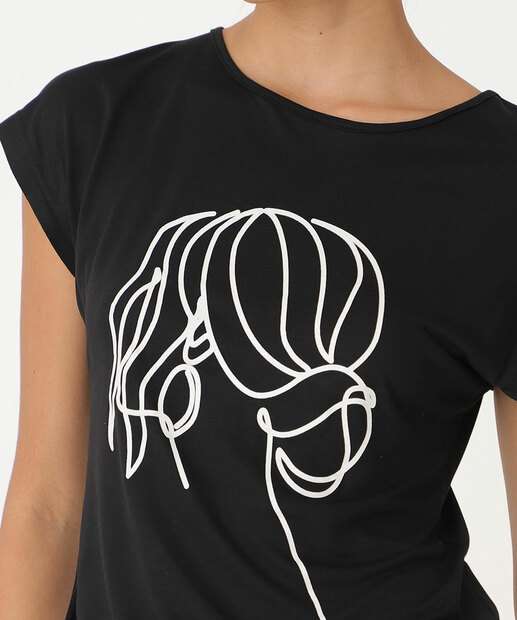 Blusa Feminina Estampa Frontal Manga Curta Marisa