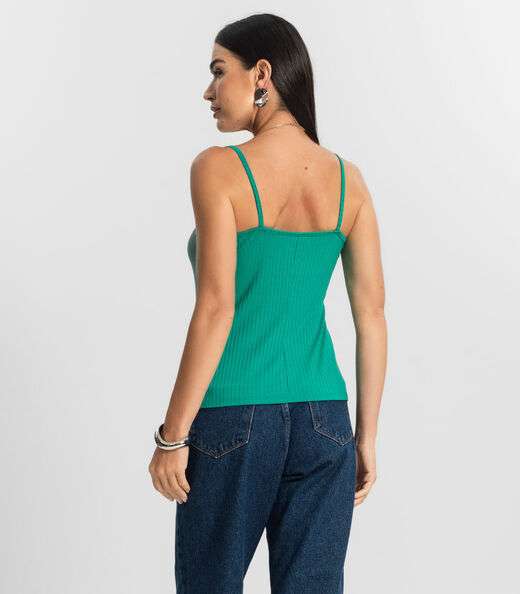 Blusa De Alça Feminina Ribana Canelada Rovitex Verde