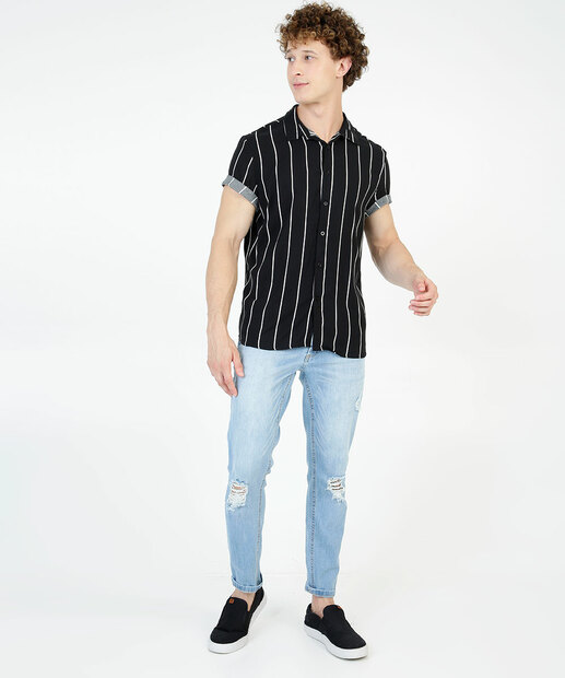 Camisa Masculina Listrada Manga Curta MR 