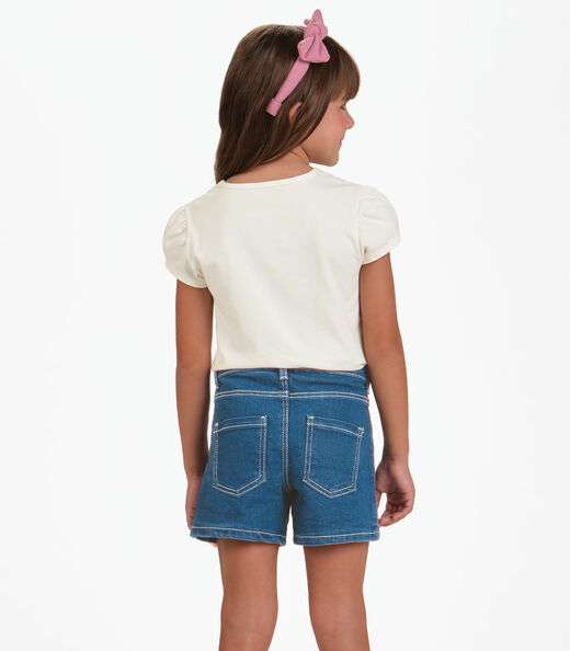 Conjunto Feminino Infantil Blusa com Shorts Trick Bege