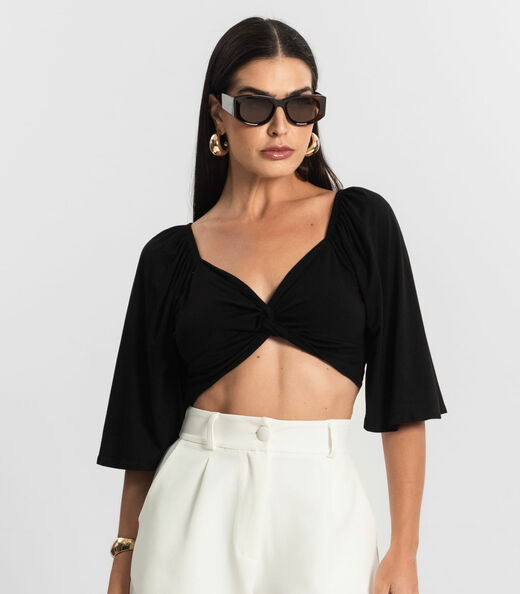 Blusa Cropped Feminina Nózinho Rovitex Preto
