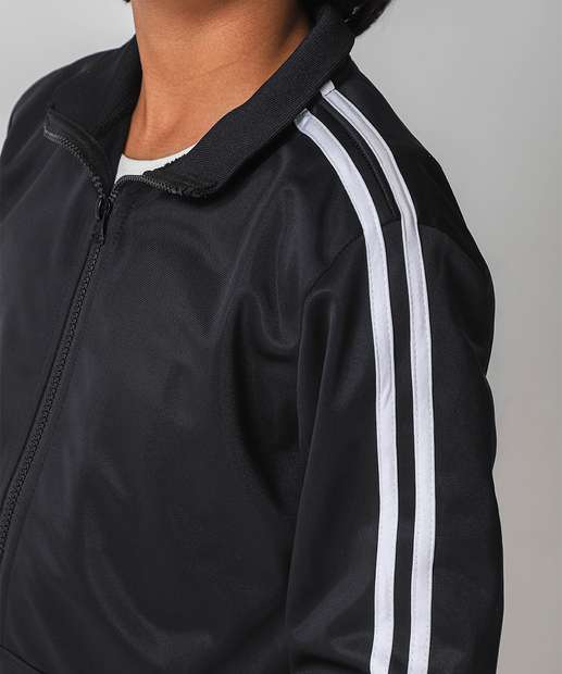 Casaco Juvenil Helanca Listrado Marisa Tam 10 a 16 Preto