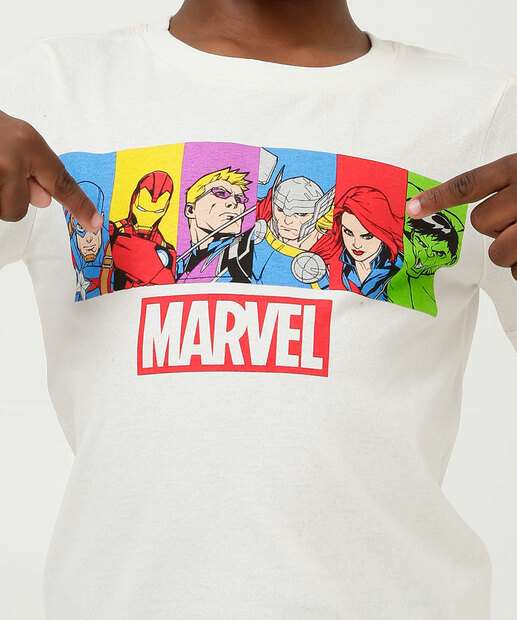 Camiseta Infantil Manga Curta Heróis Marvel Tam 4 a 10