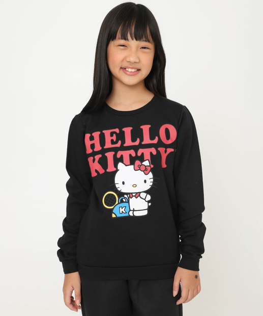 Image_Blusão Moletom Juvenil Hello Kitty Preto Tam 4 a 10