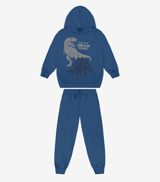 Kit Conjunto Blusão Com Capuz E Calça Rovi Kids Azul
